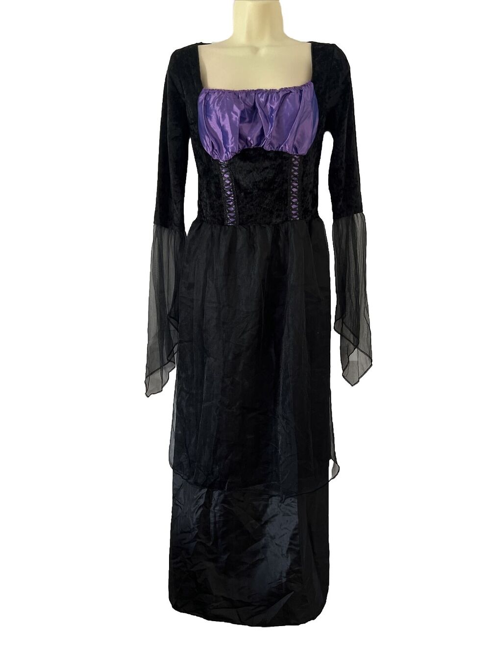 Purple & Black Halloween Witch Costume Women Size Small Gothic Medieval Cosplay